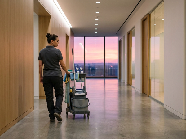 In-house cleaning team in a commercial building