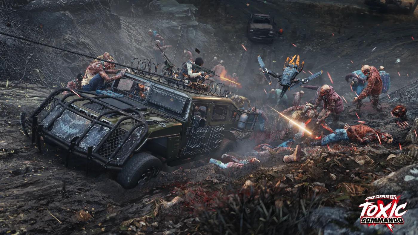 John Carpenter’s Toxic Commando: Kooperativní chaos, kde rozjíždíte zombíky v bahně, vychází už v březnu