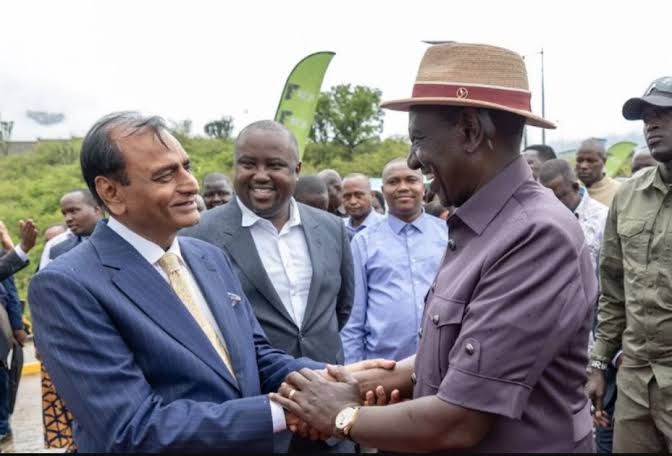 President Ruto and Devki Group Chairman Narendra Naval: This is one of the three firms locked in a quiet but fierce Sh133B battle to control the cement sector 