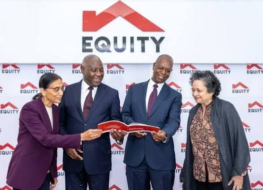 Top Equity Bank Group led by CEO Dr James Mwangi during the release of the lender’s half-year results 