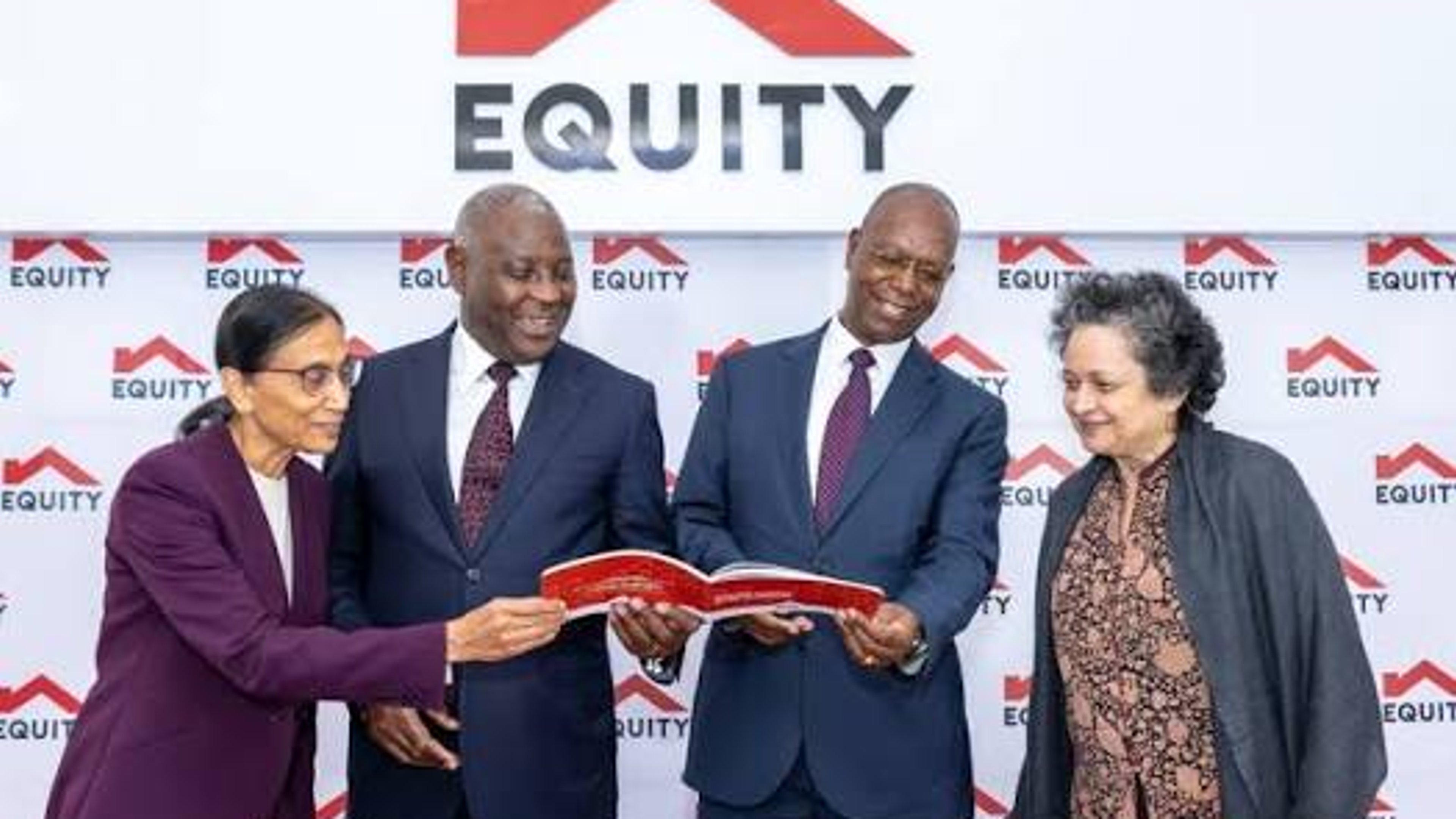 Top Equity Bank Group led by CEO Dr James Mwangi during the release of the lender’s half-year results
