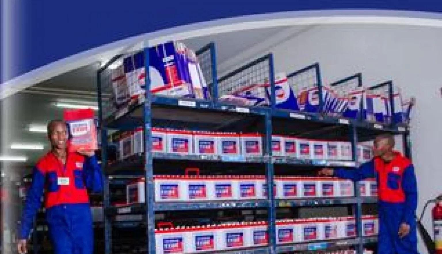 A display of Chloride Exide batteries nanaufacyured by Associated Battery Manufacturers Ltd