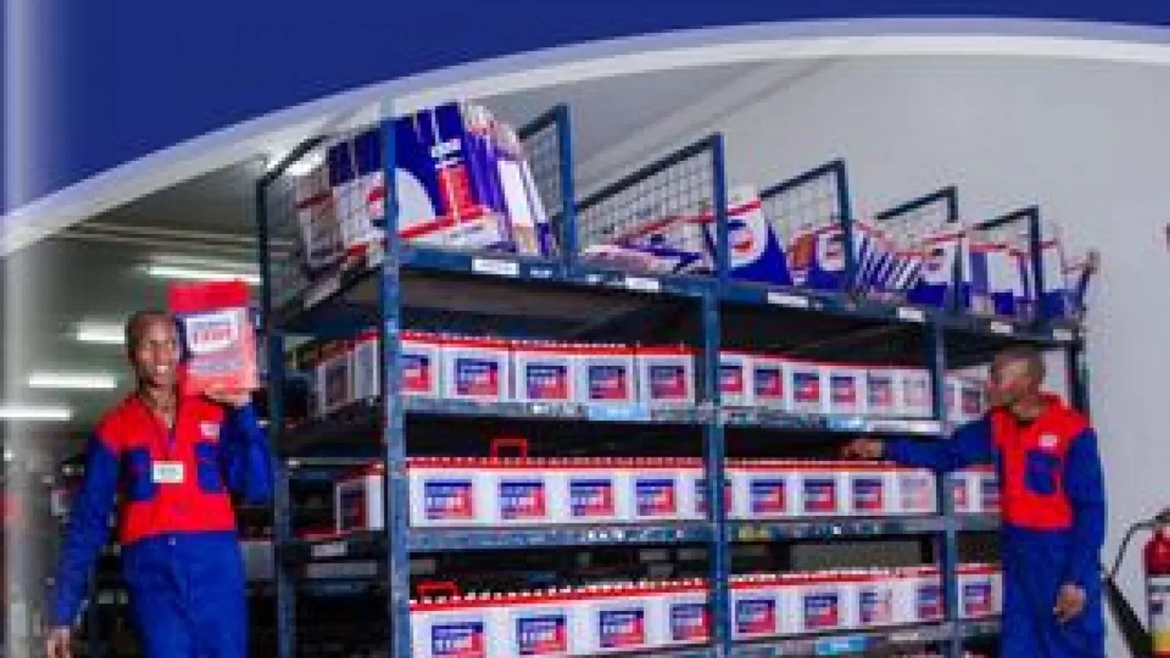 A display of Chloride Exide batteries nanaufacyured by Associated Battery Manufacturers Ltd