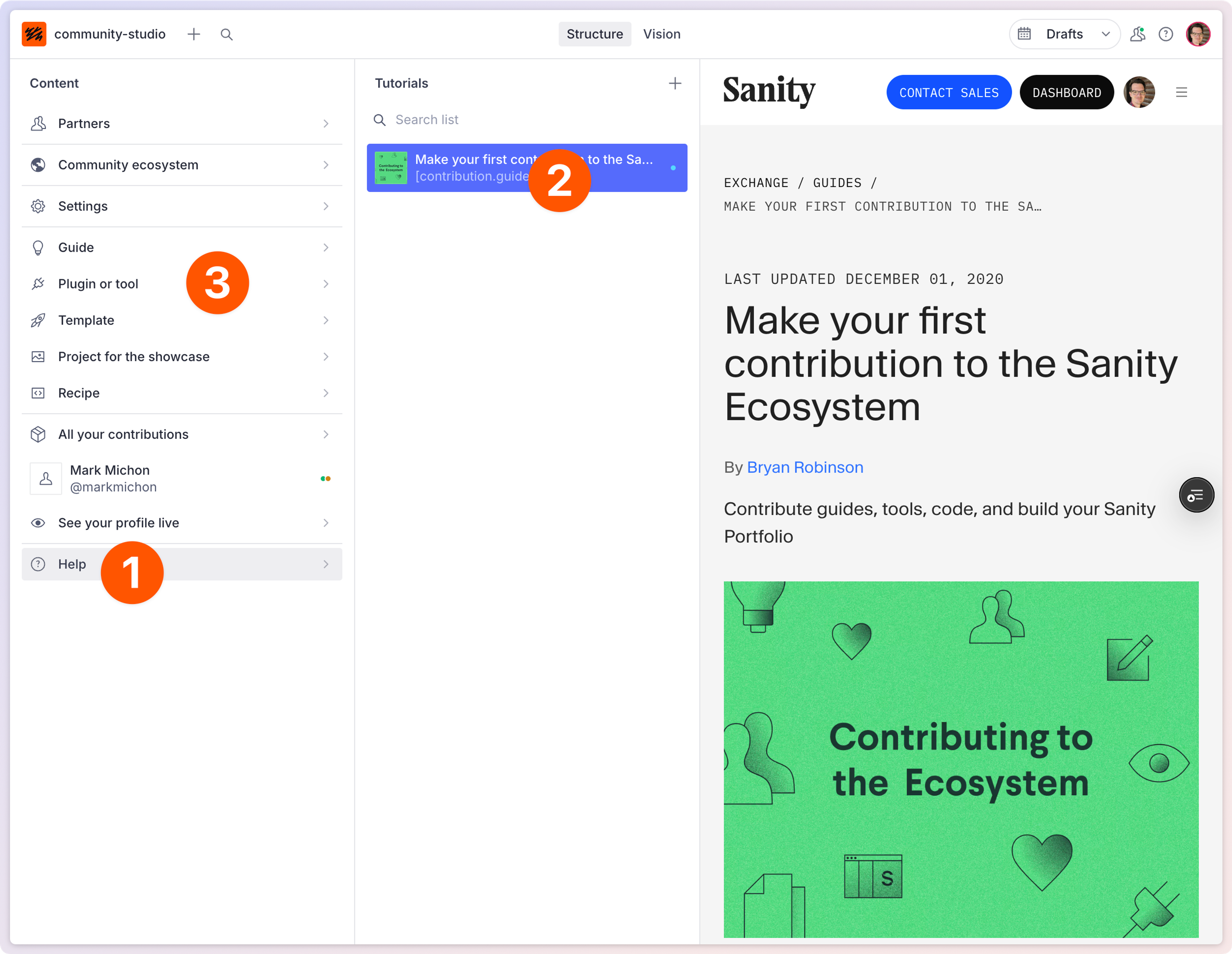 a screenshot of a website that says sanity on it