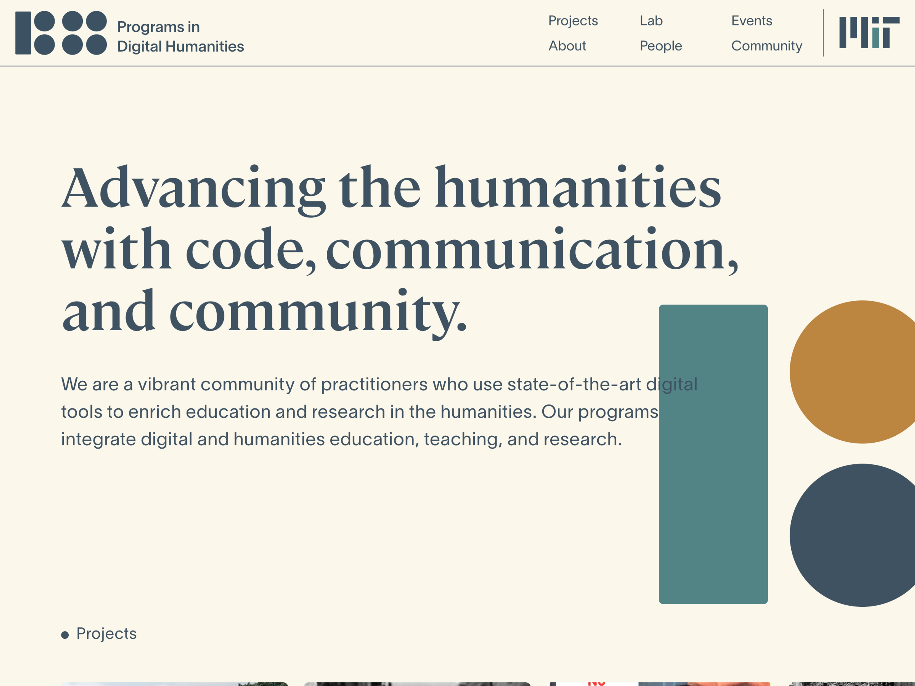 MIT Digitial Humanities frontpage