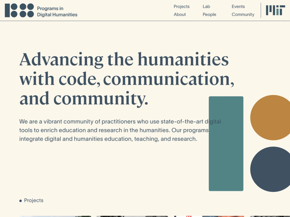 MIT Digitial Humanities frontpage