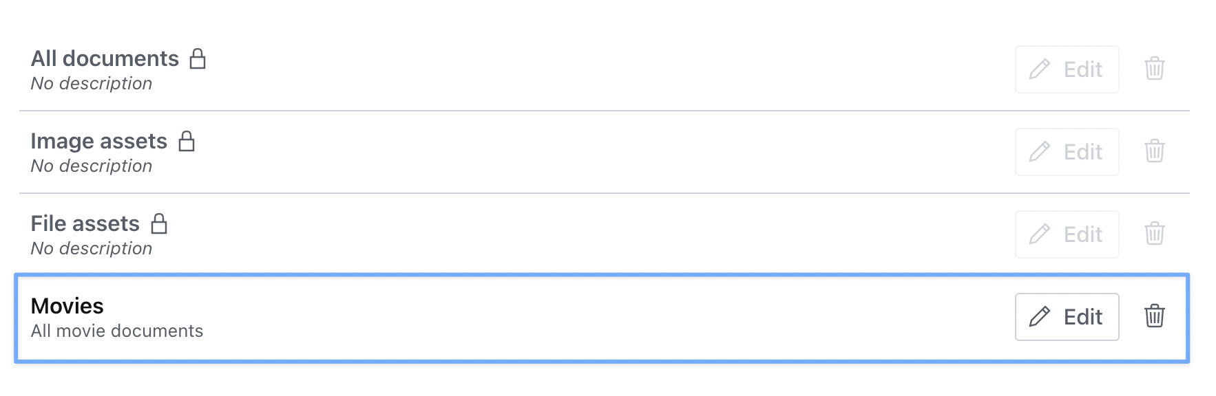 Shows the new content resource in the list of resource definitions