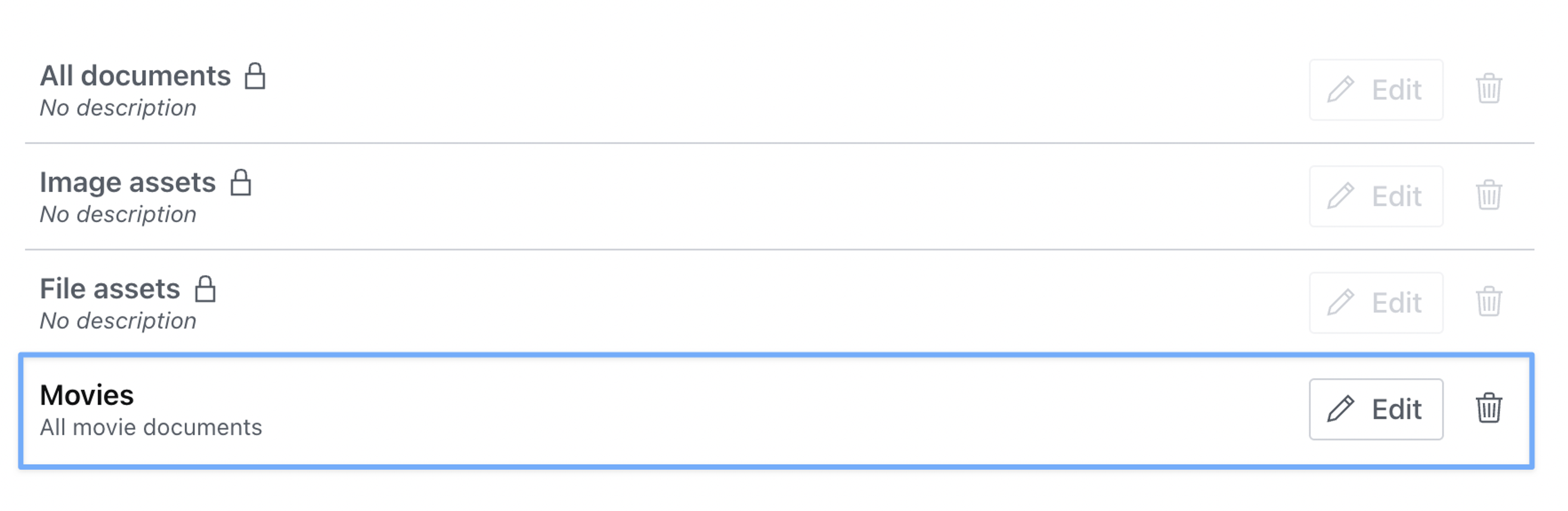Shows the new content resource in the list of resource definitions