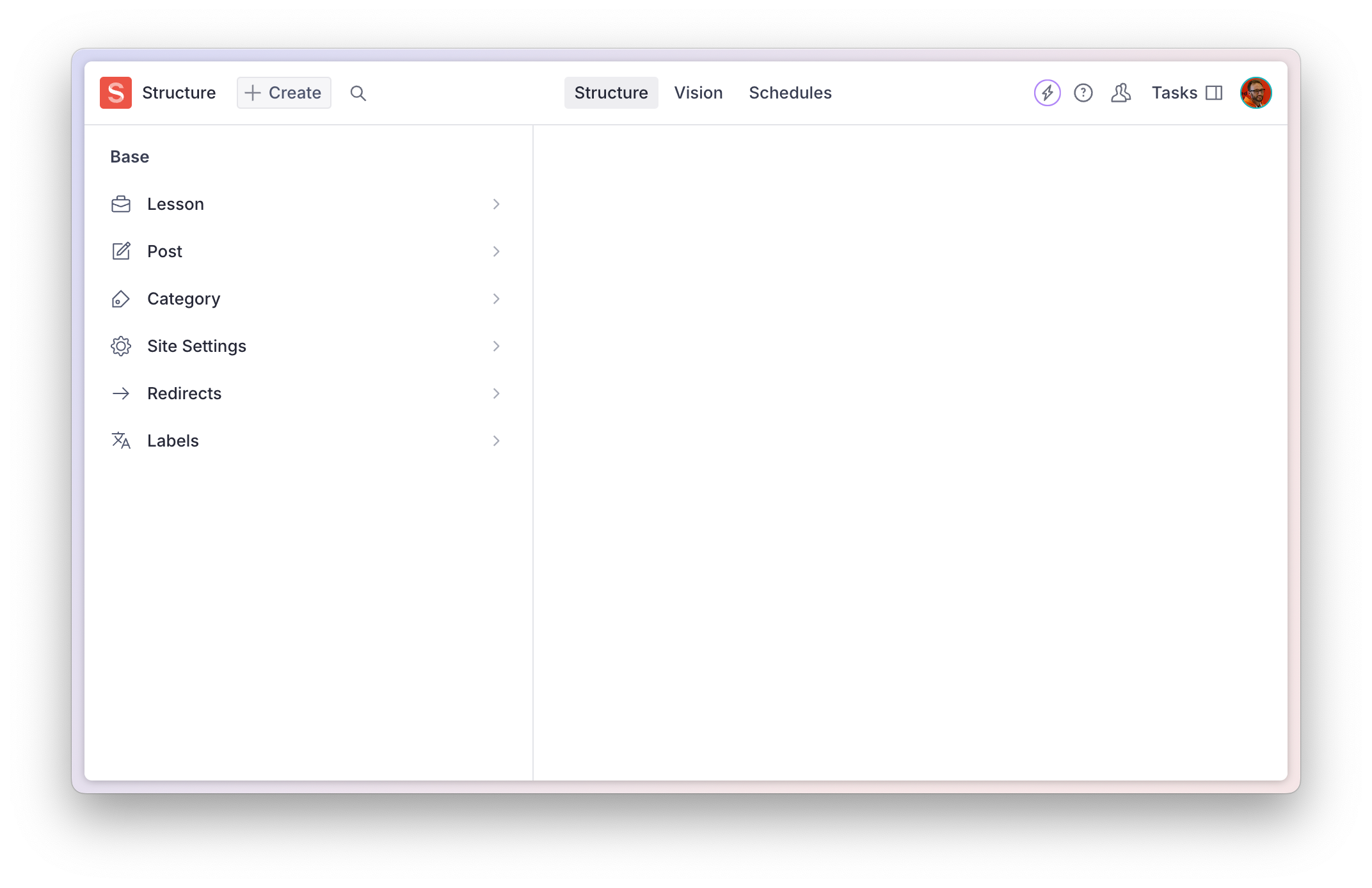 documentTypeListItems() renders a document list for every document schema type in your workspace