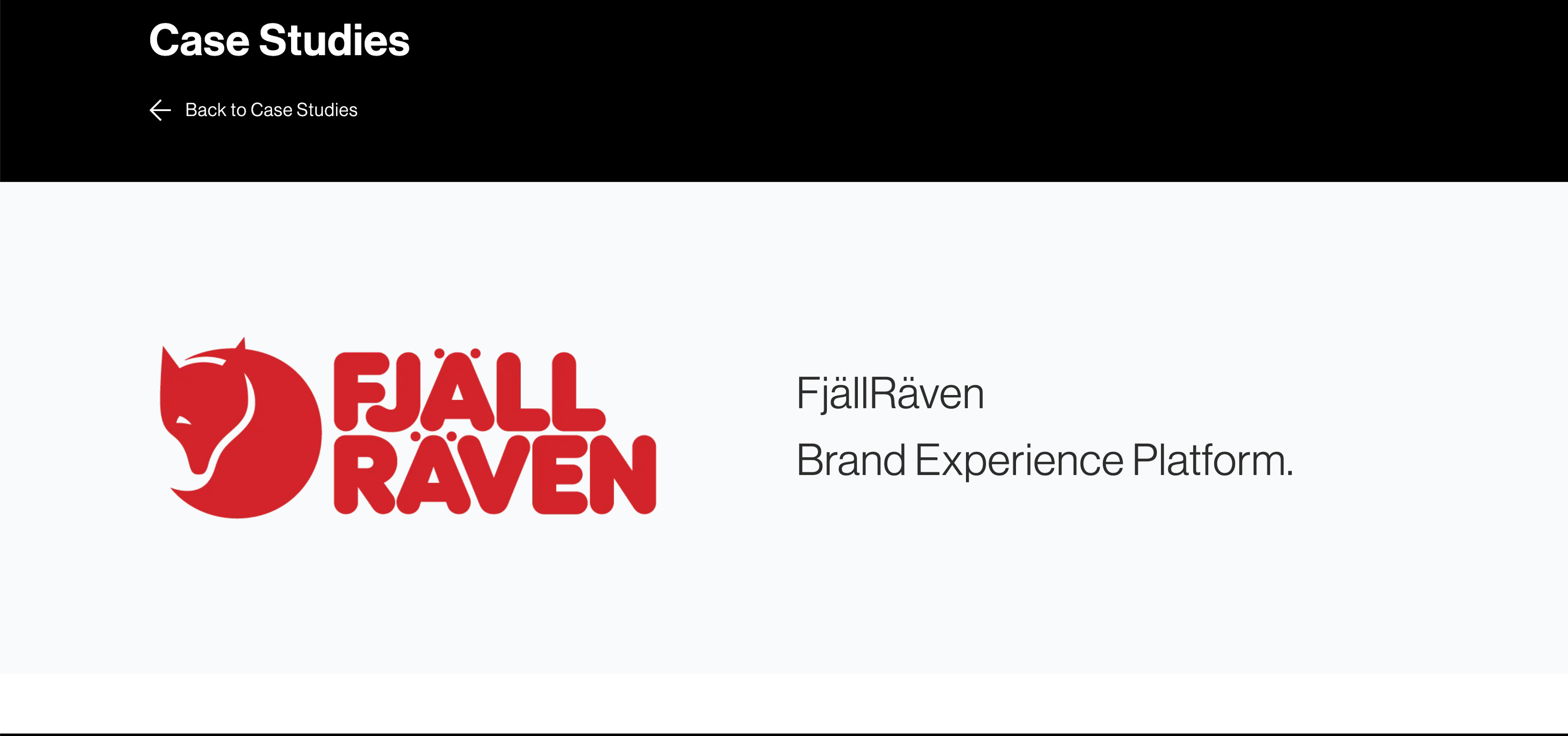 a case studies page for fjäll raven brand experience platform