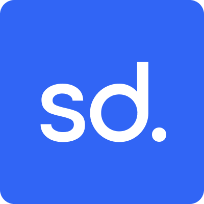 a blue square with the word sd on it