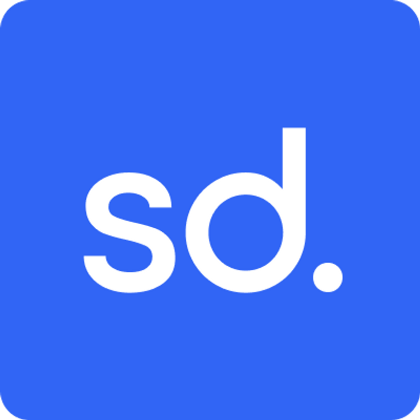 a blue square with the word sd on it