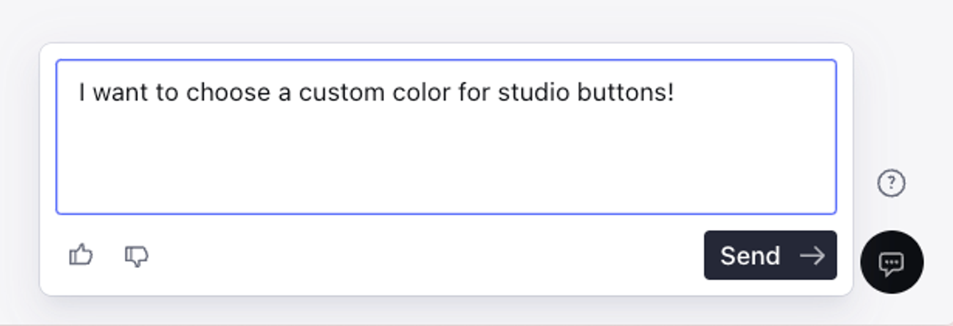 Shows a popover feedback form with a send button