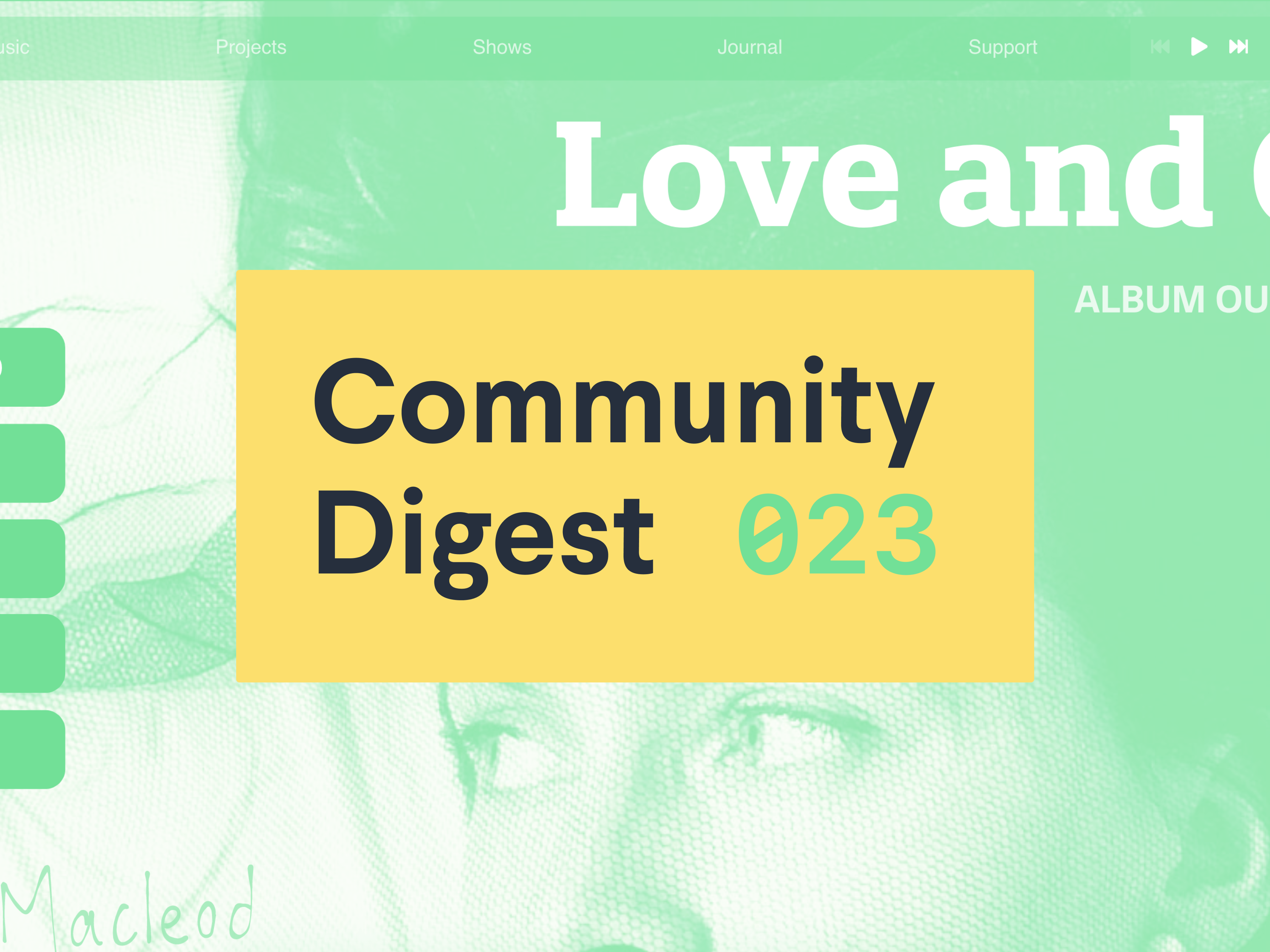 "Community digest 023" text over photo