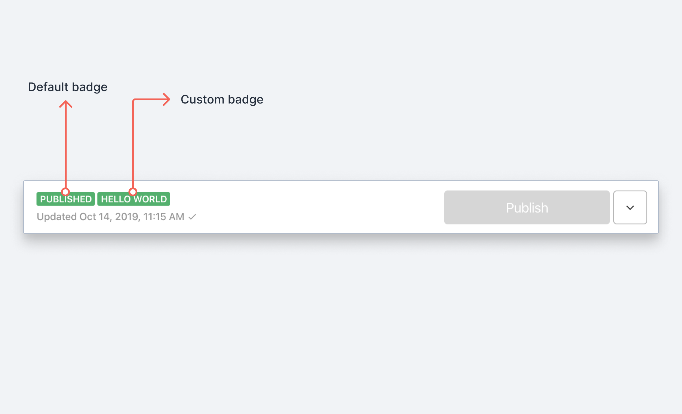 Screenshot of document badges in Sanity Studio