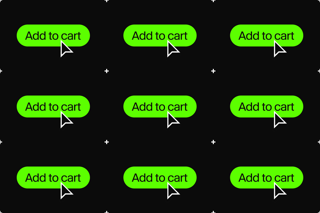a set of green add to cart buttons with white arrows on a black background .