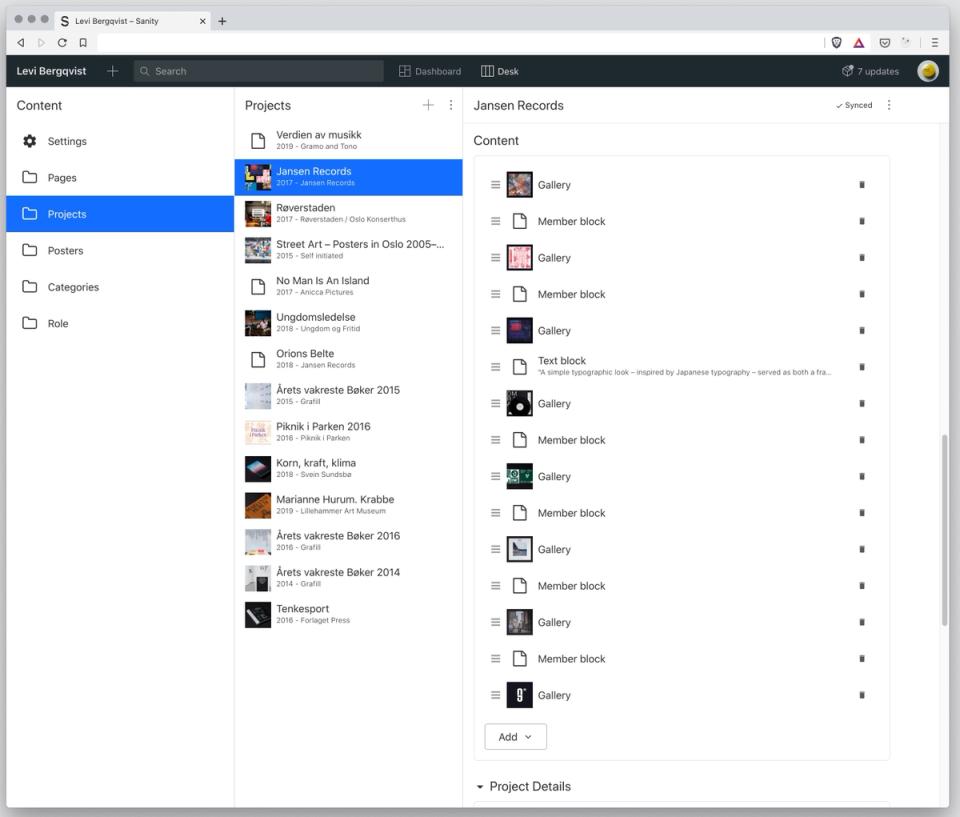 “Projects/posters have content built out from different types of blocks. I like how it makes it easy both to define new blocks and control rendering of those blocks front-end side ;)” “Projects/posters have content built out from different types of blocks. I like how it makes it easy both to define new blocks and control rendering of those blocks front-end side ;)”