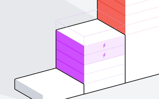 an illustration of a building with a purple block in the middle