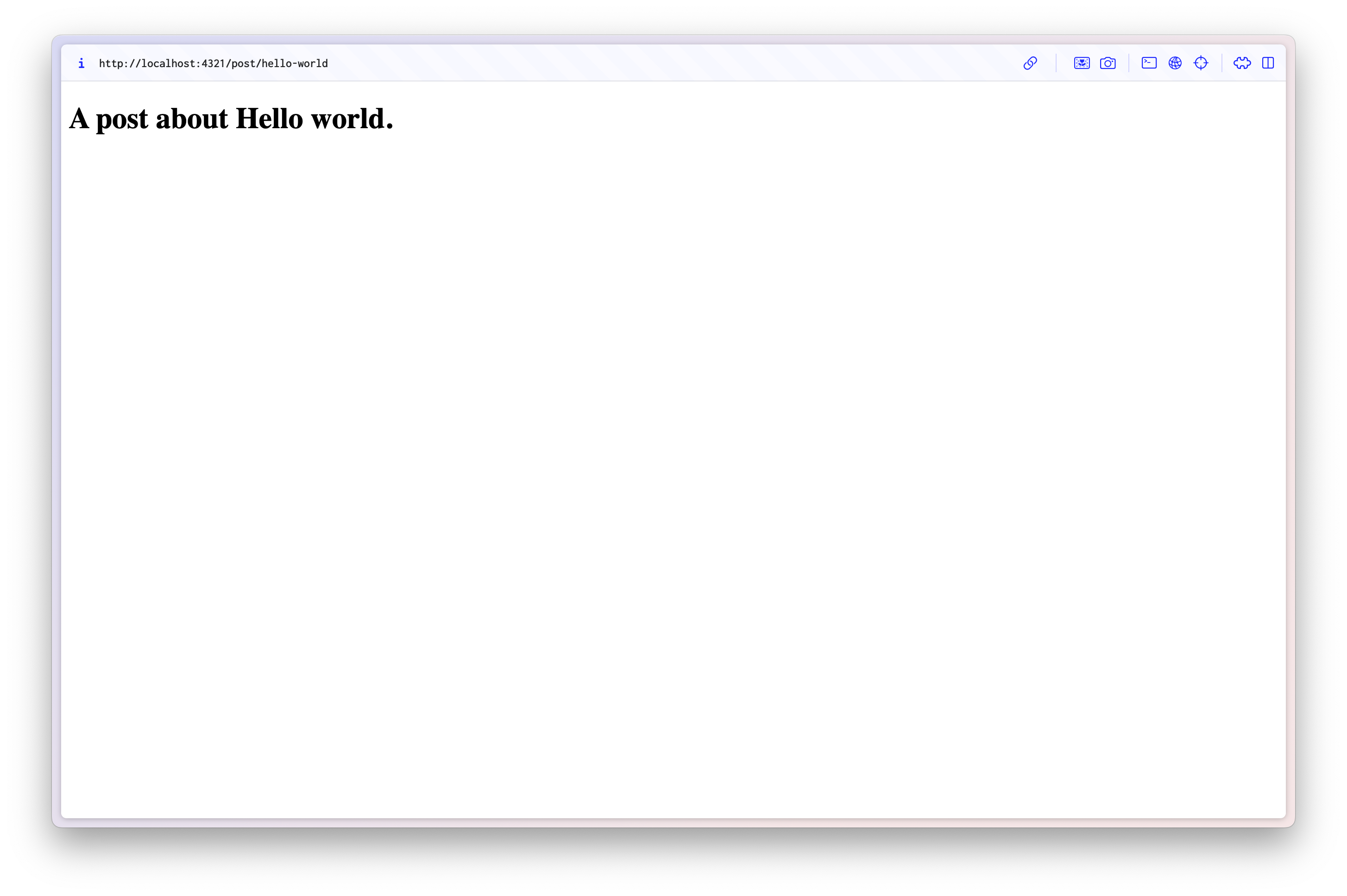 heading “Hello world” rendered in a browser in the default stylesheet