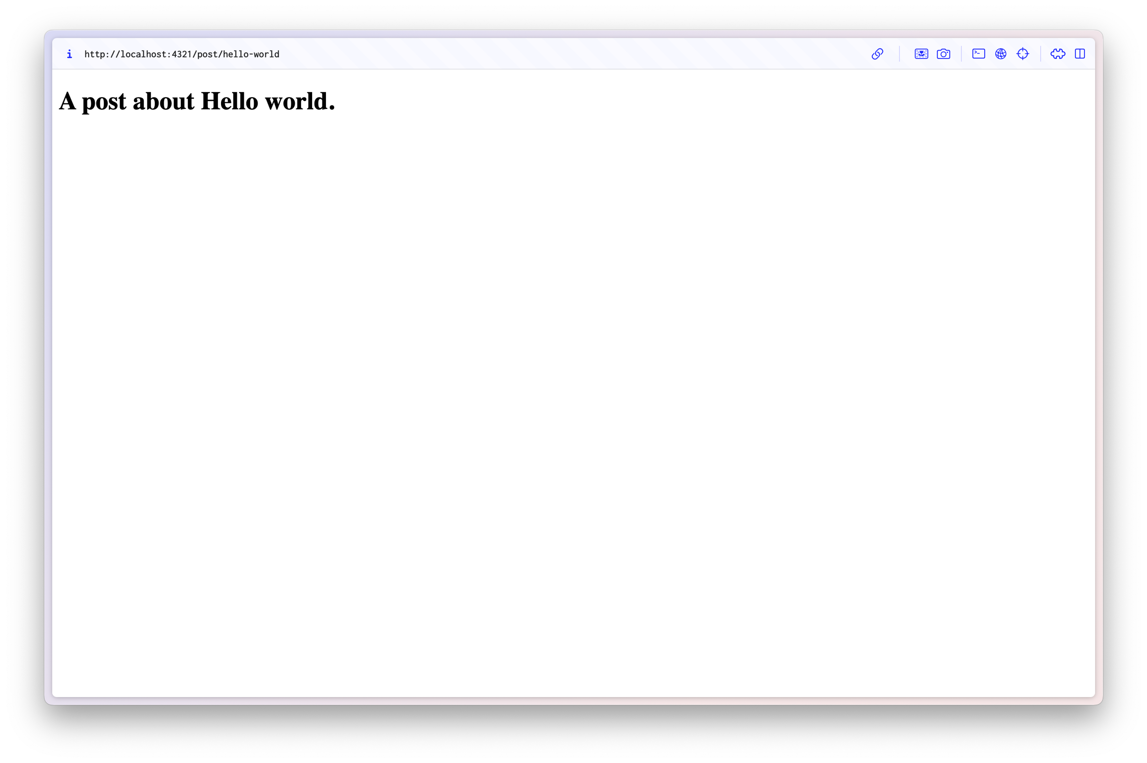 heading “Hello world” rendered in a browser in the default stylesheet