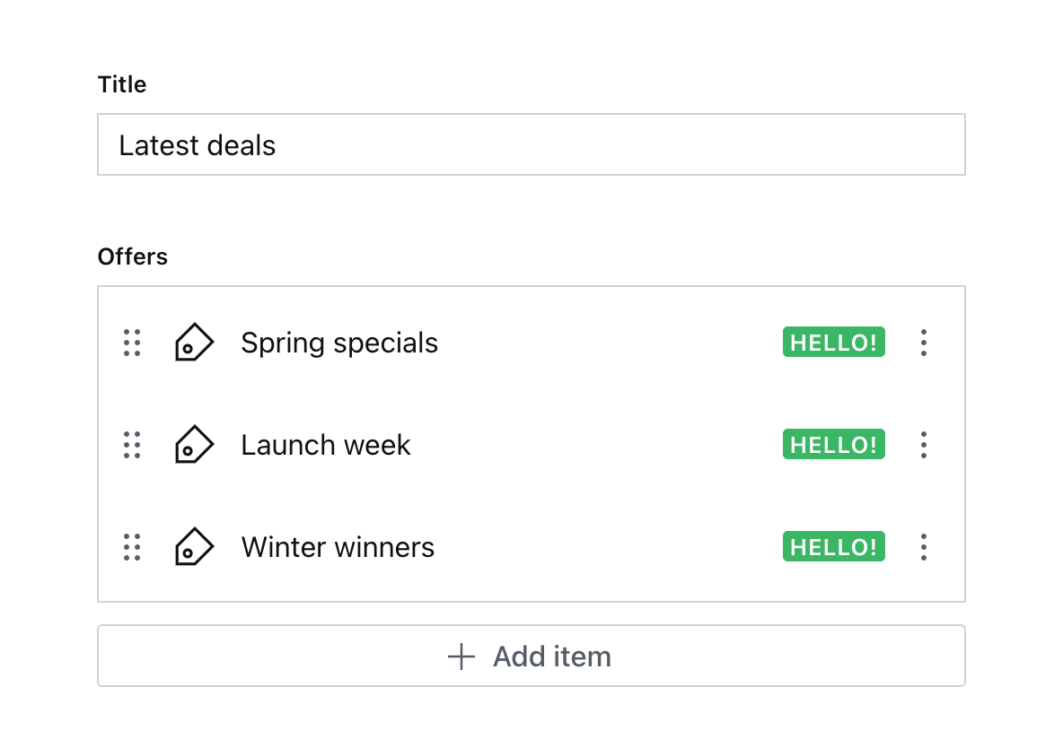 Array previews customized with the same Badge