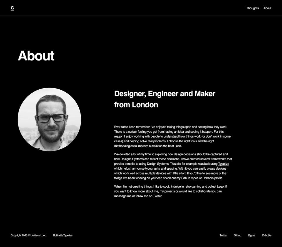 The about page for Gavin McFarland’s portfolio The about page for Gavin McFarland’s portfolio