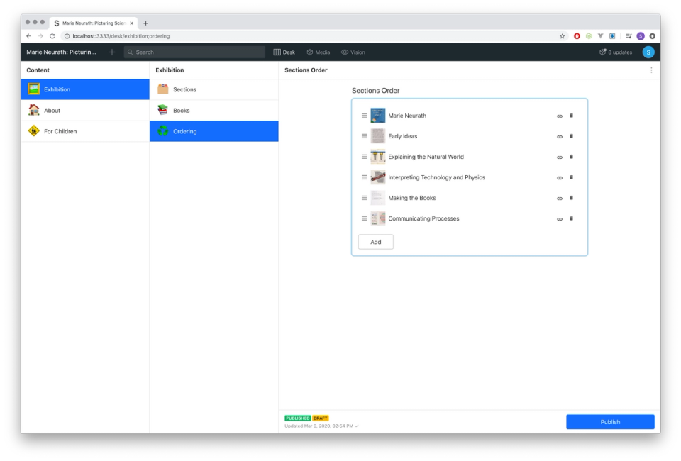 Ordering of the sections in Sanity Studio Ordering of the sections in Sanity Studio