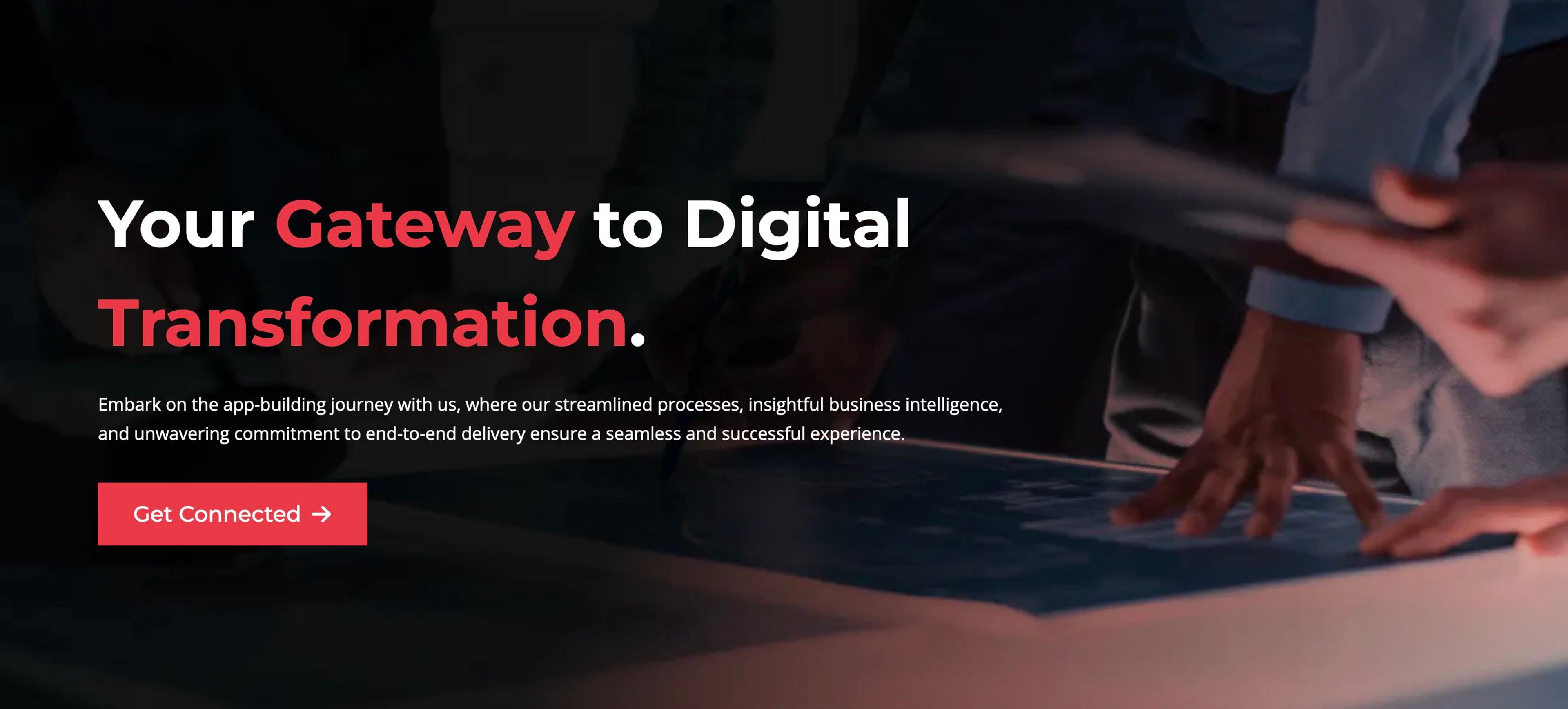 a landing page for a company called your gateway to digital transformation .