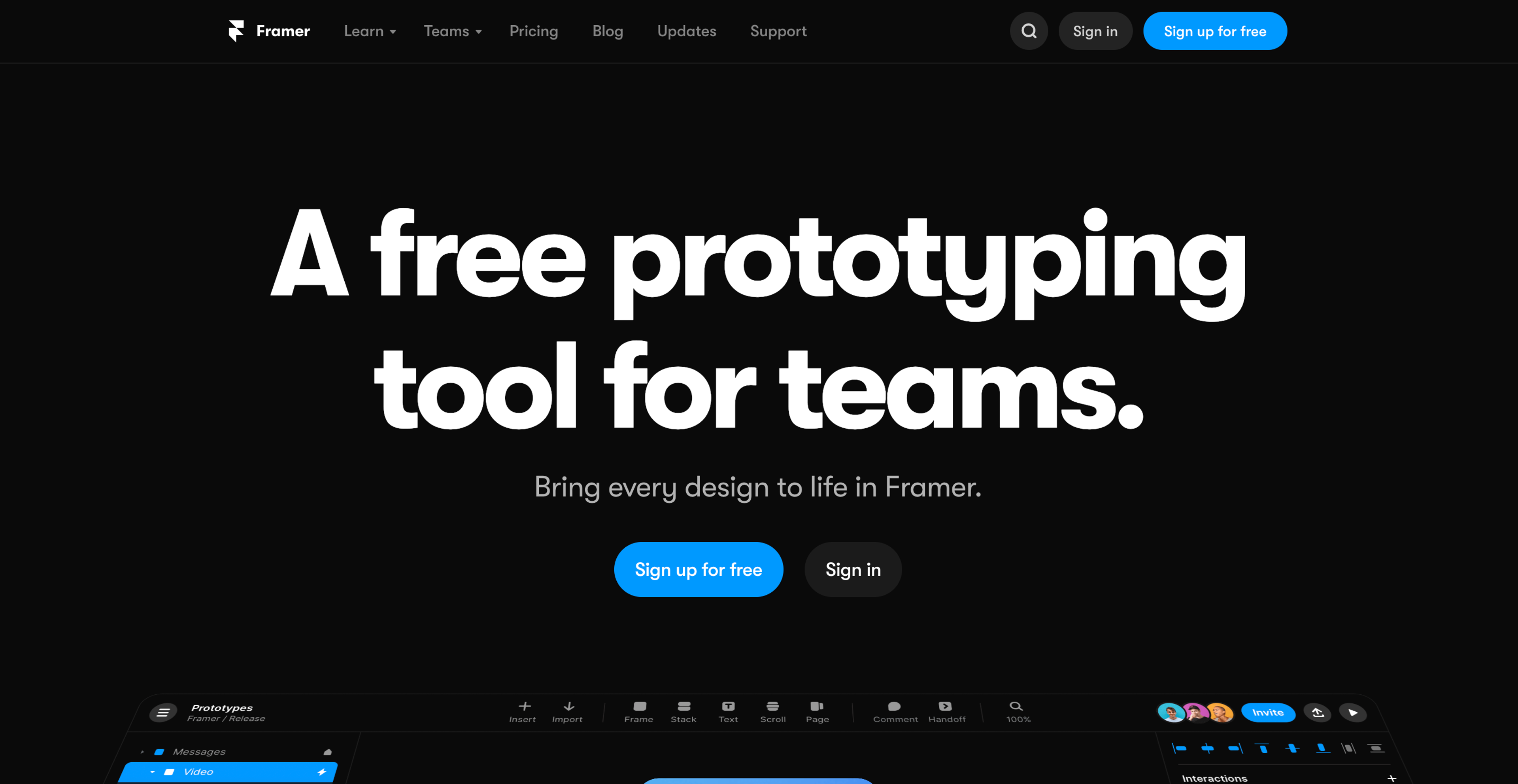 Framer.com home page