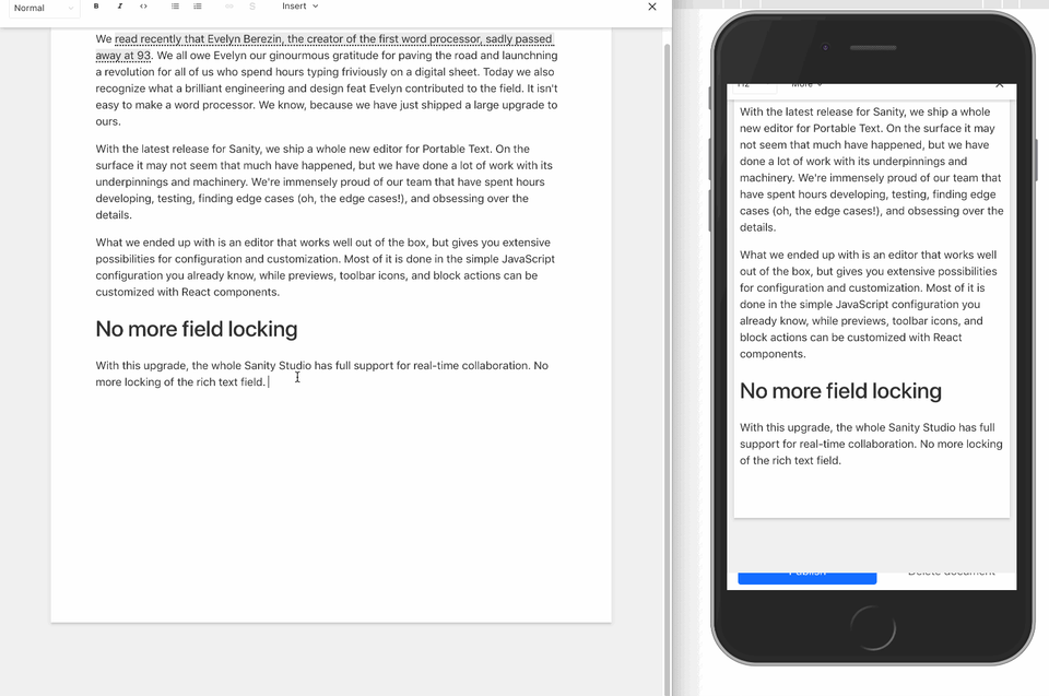 Example of real time editing Example of real time editing