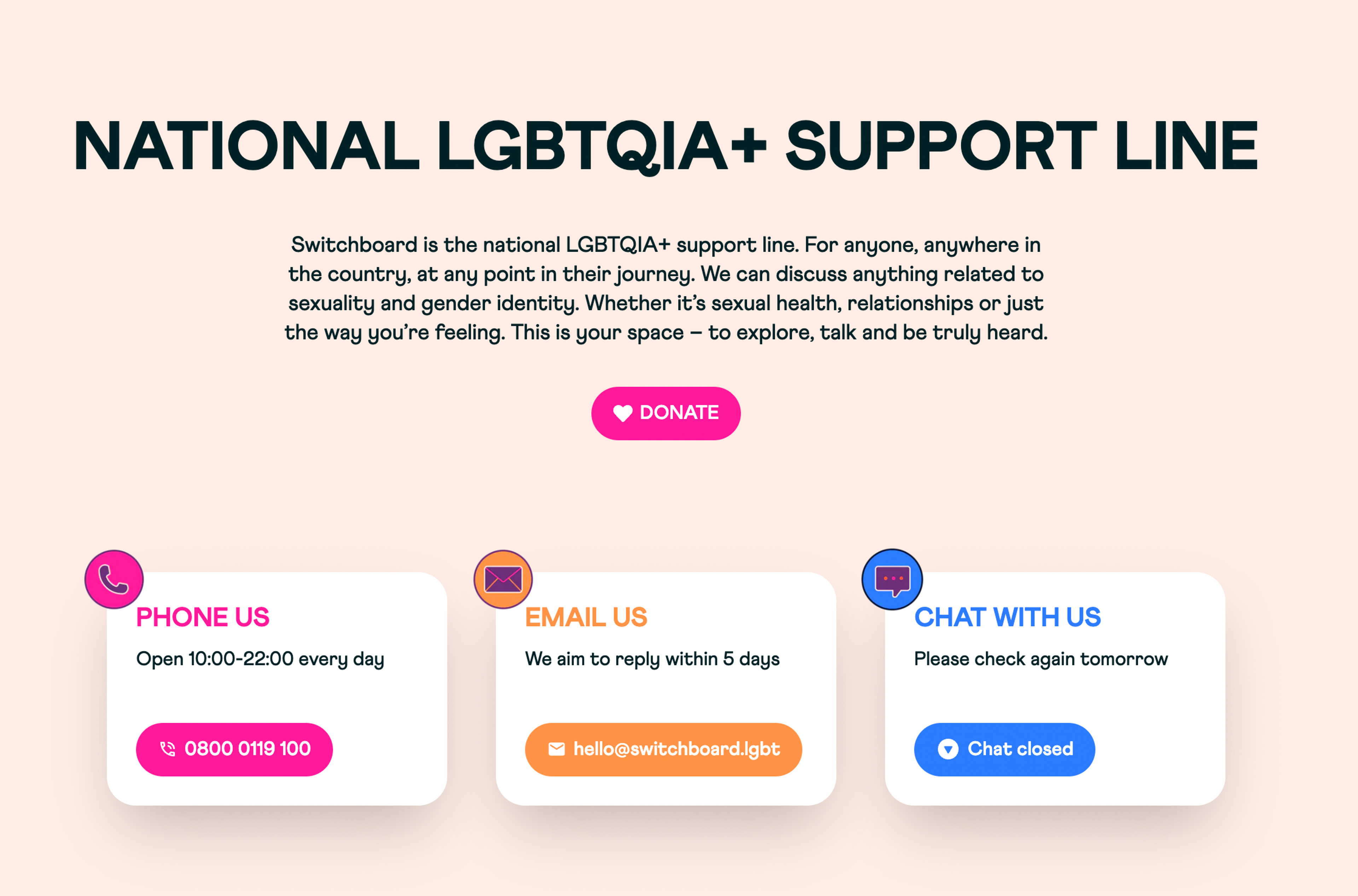 a website for national lgbtqia + support line