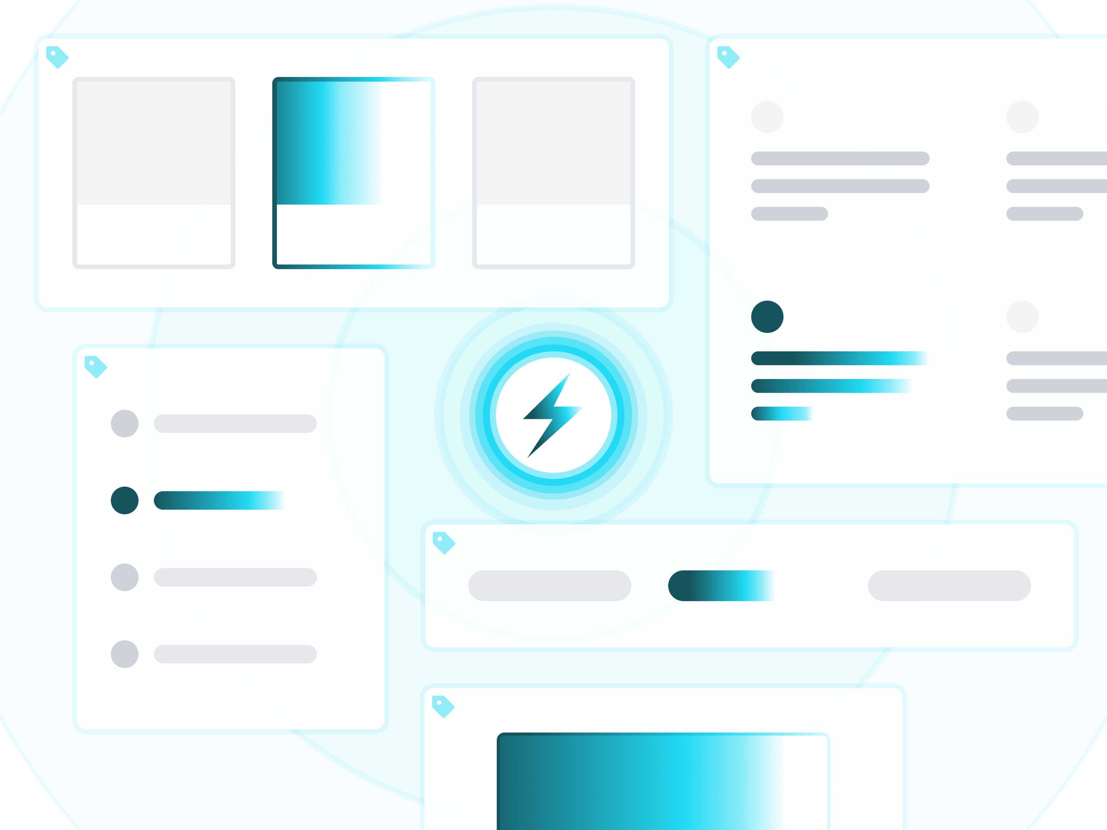 UI elements with a central lightning bolt symbolizing web speed.