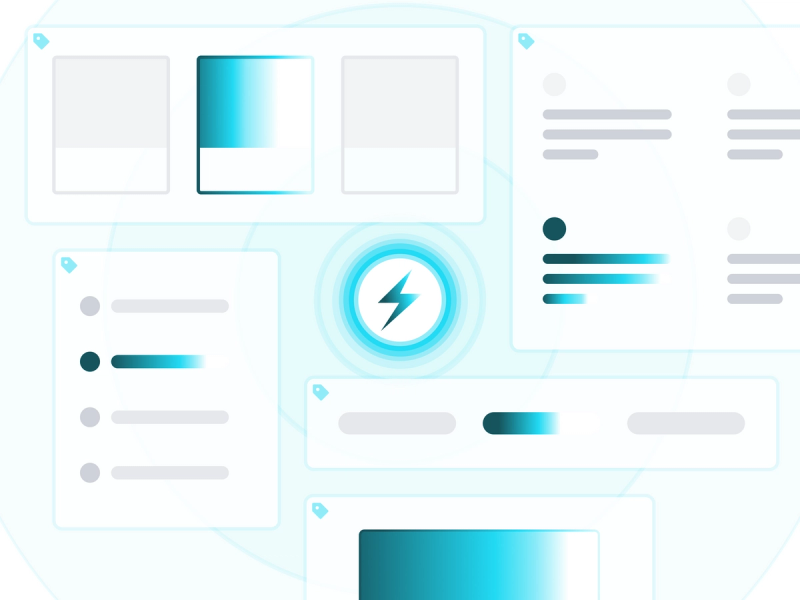 UI elements with a central lightning bolt symbolizing web speed.