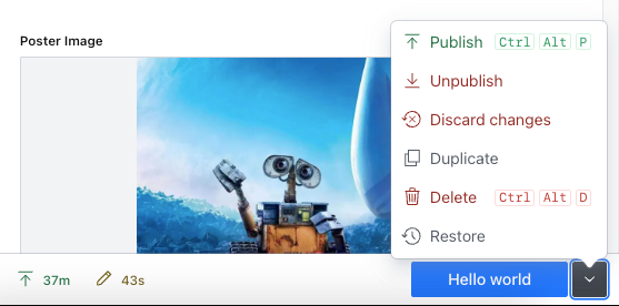 Document actions menu in Sanity Studio