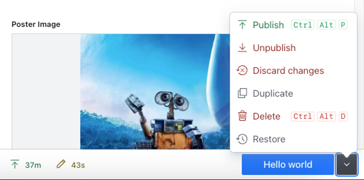 Document actions menu in Sanity Studio