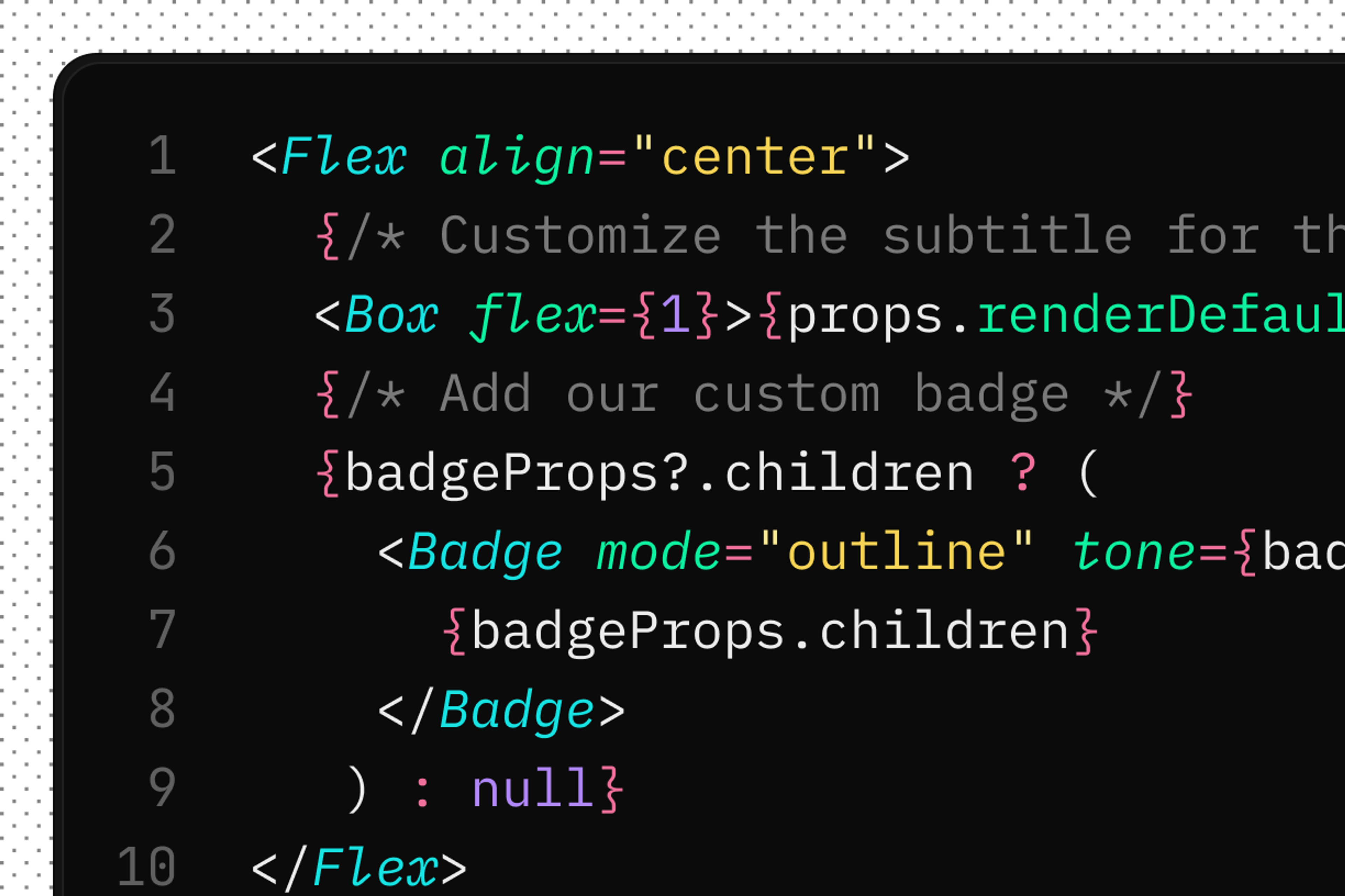 code example for custom Studio input component