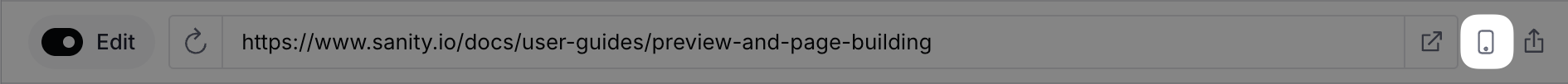 Toggle browser size preview interface