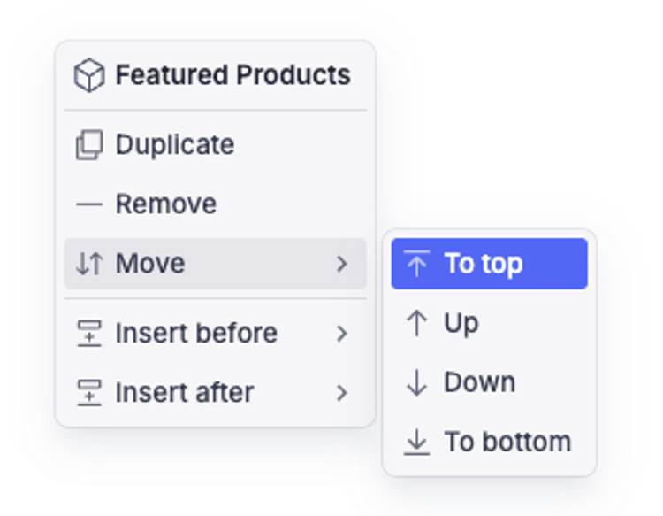 Right-click an interactive block to reveal its context menu
