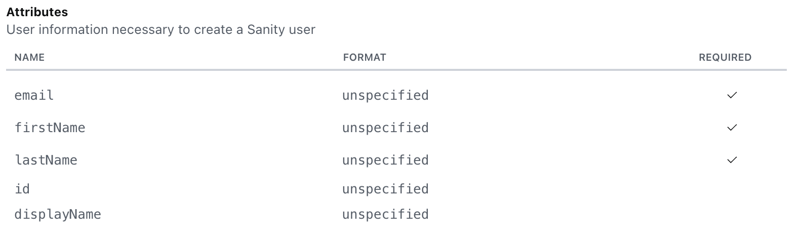 Inside Sanity Manage you can view the claims (attributes) that Sanity requires from Azure.
