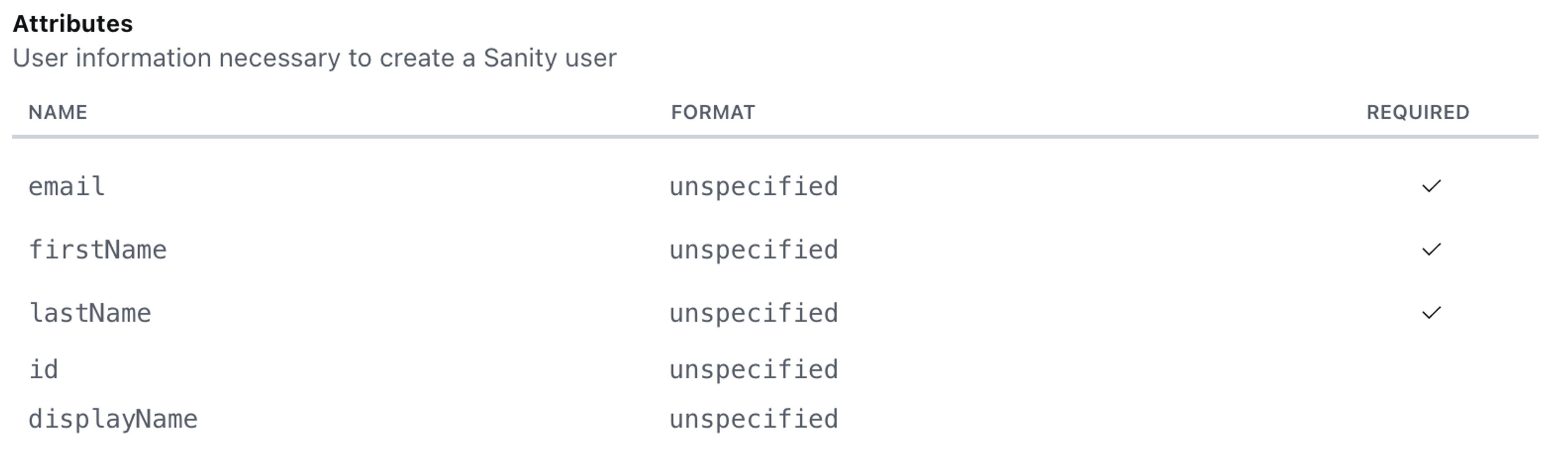 Inside Sanity Manage you can view the claims (attributes) that Sanity requires from Azure.