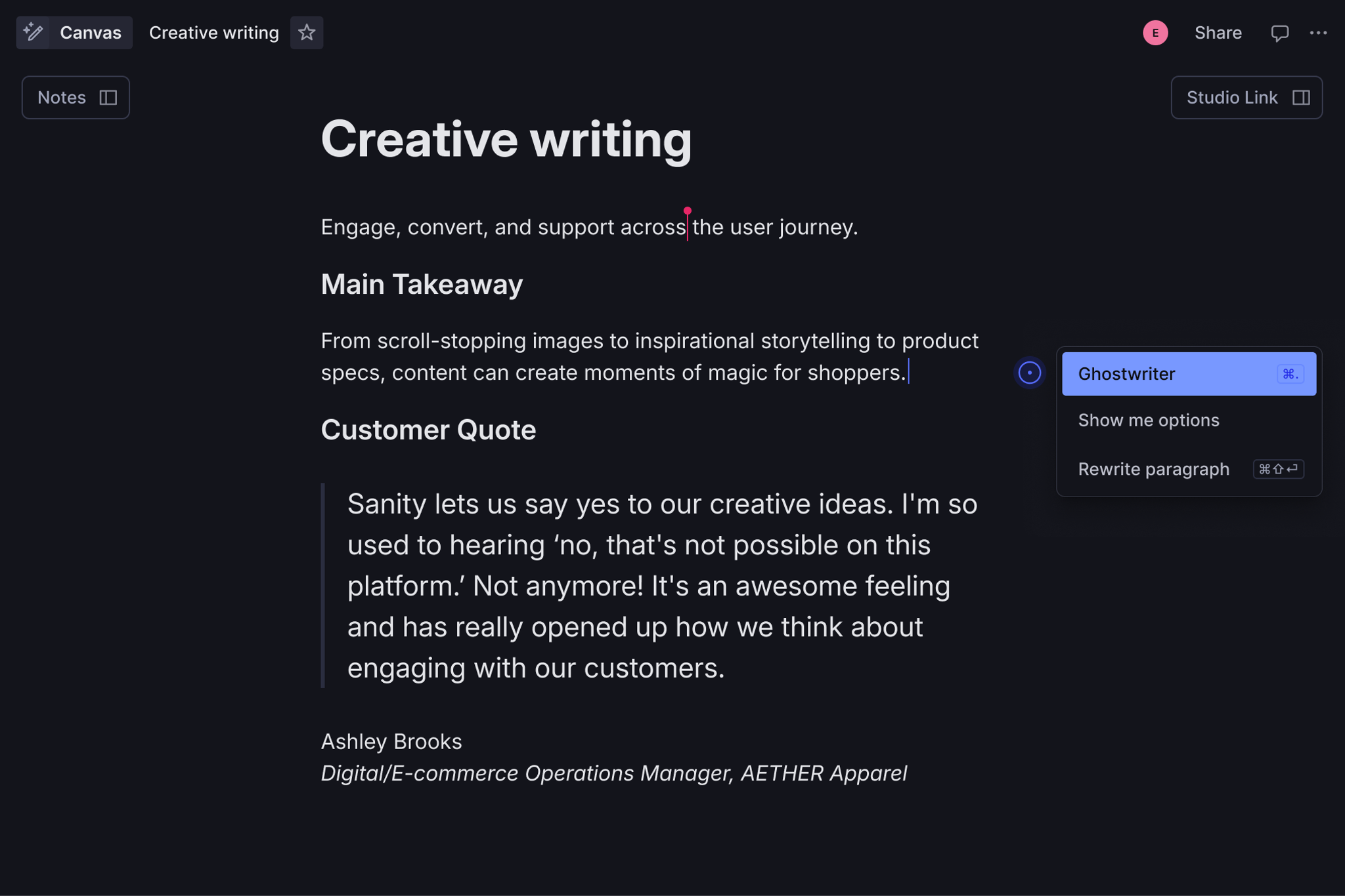 Canvas | Sanity Docs