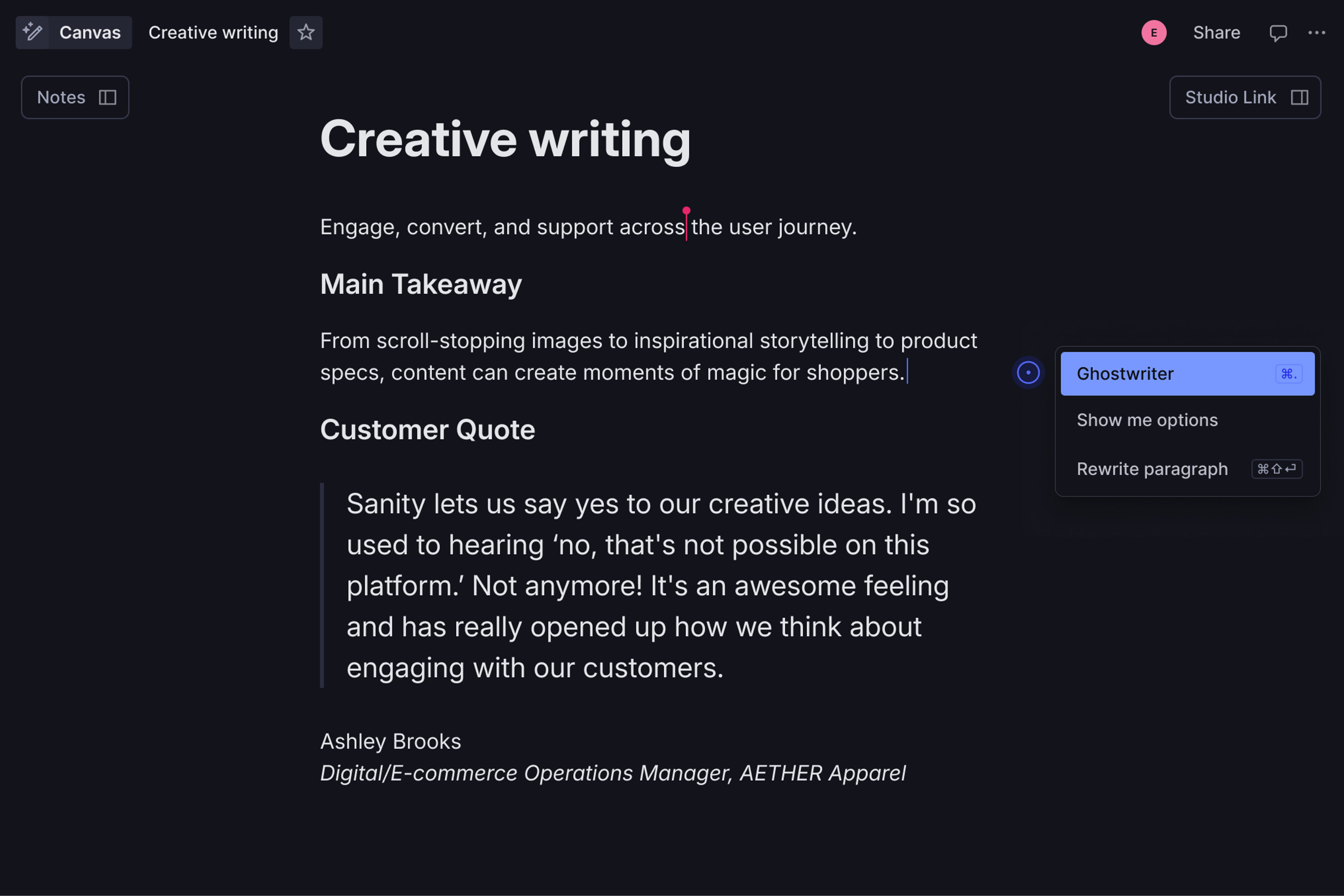 a screenshot of a website titled creative writing
