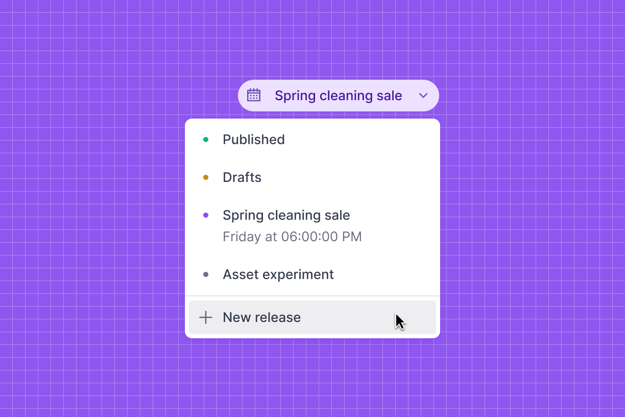UI element for selecting and creating releases