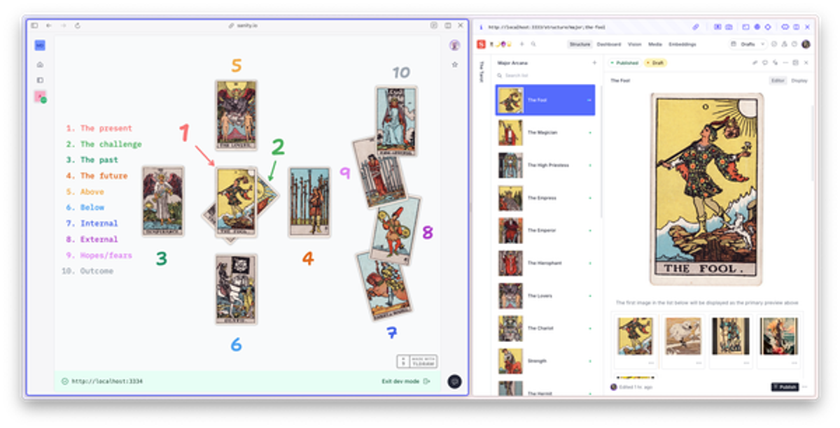 An SDK app and a studio showing different ways to interact with the same content
