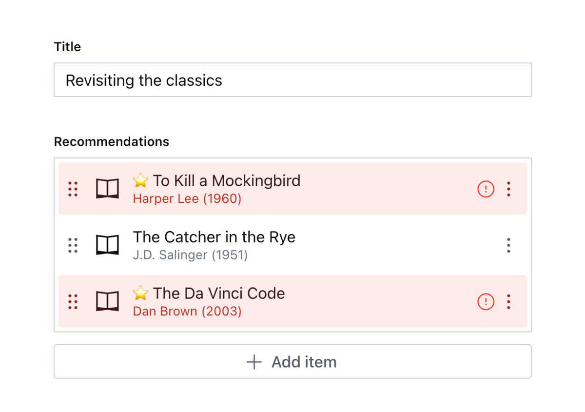 Create interactive array items for featured elements | Sanity Docs
