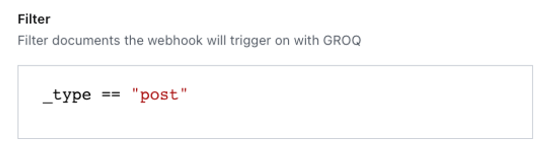 Shows the filter input field with the code discussed immediately above