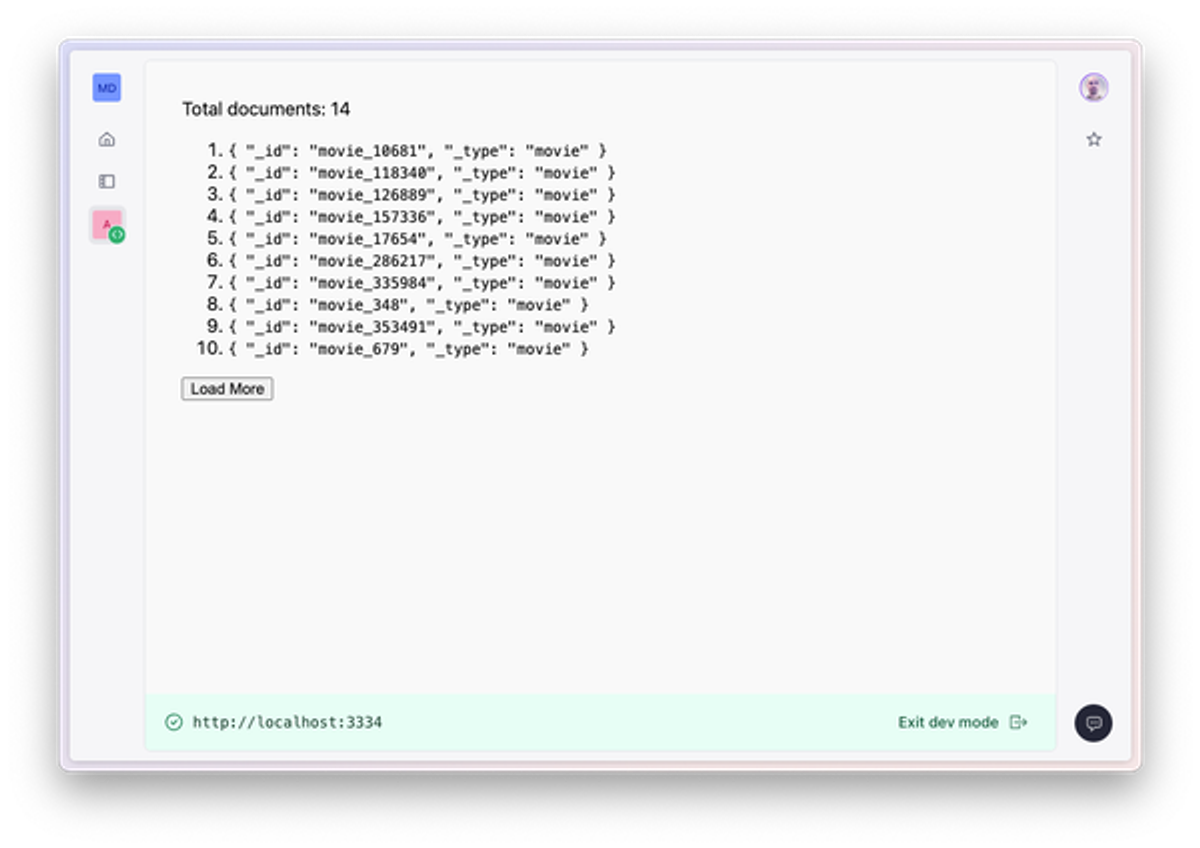 Shows a list of documents within an SDK starter app