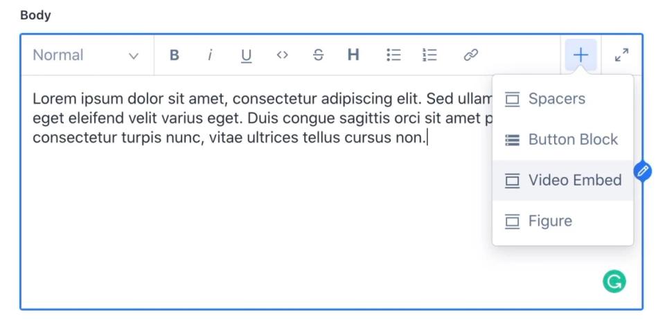Screenshot of a Sanity Studio that simplifies adding embedded videos to the content. Screenshot of a Sanity Studio that simplifies adding embedded videos to the content.