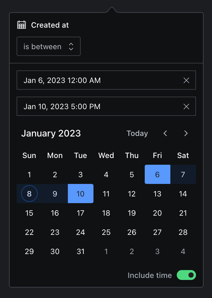 Shows the studio date-picker with a date range selected