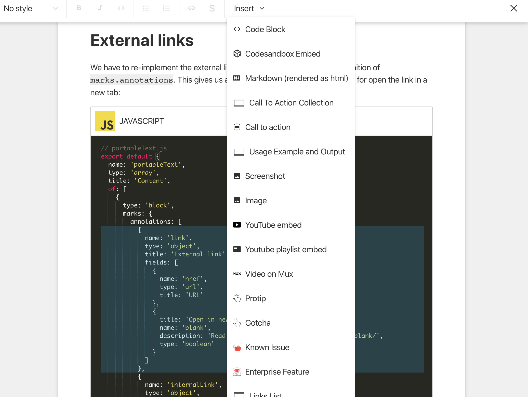 Editor Interface